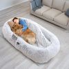 Human Size Dog Bed with Pillow Blanket 72.83x47.24x11.81in Bean Bag Bed Washable Removable Flurry Plush Cover Large Napping Human-Sized Bed For Adults