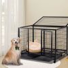 42 Inch Heavy Duty Dog Crate, Metal Dog Cage Dog Kennel for Medium to Large Dogs with Double Doors