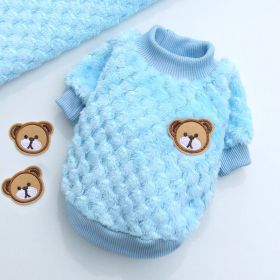 New Winter Pet Clothes; Cute Fleece Puppy Dress Warm Cat Coat; Pet Apparel; For Small & Medium Dogs (Color: Sky Blue, size: L)