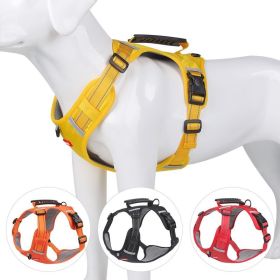 No Pull Pet Harness For Dog & Cat; Adjustable Soft Padded Large Dog Harness With Easy Control Handle (Color: Yellow, size: M)