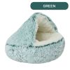 Luxurious Plush Round Cat Bed Cat Bed Round Soft Plush Burrowing Cave Hooded Cat Bed Donut For Dogs Cats - Semi-Enclosed For Cozy Warmth