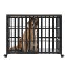 42" Heavy Duty Dog Crate for Large Medium Dogs, Furniture Style cage with 4 Lockable Wheels and 2 Locks