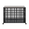 42" Heavy Duty Dog Crate for Large Medium Dogs, Furniture Style cage with 4 Lockable Wheels and 2 Locks