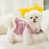 Warm and thickened dog clothes in autumn and winter; bow sweater skirt; dog sweater