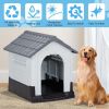 33 inch Large Plastic Dog House, Indoor Outdoor Doghouse Pet House with Air Vents and Elevated Floor, Insulated Water Resistant Puppy Shelter Kennel