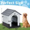 33 inch Large Plastic Dog House, Indoor Outdoor Doghouse Pet House with Air Vents and Elevated Floor, Insulated Water Resistant Puppy Shelter Kennel