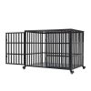 42" Heavy Duty Dog Crate for Large Medium Dogs, Furniture Style cage with 4 Lockable Wheels and 2 Locks