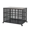 42" Heavy Duty Dog Crate for Large Medium Dogs, Furniture Style cage with 4 Lockable Wheels and 2 Locks