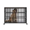 42" Heavy Duty Dog Crate for Large Medium Dogs, Furniture Style cage with 4 Lockable Wheels and 2 Locks