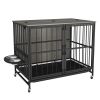 Modern Kennel Dogs room up to 60 LB, Dog crate furniture with Multi-Purpose Rremovable Ttray, Double-Door Dog House, lift Panel