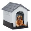 33 inch Large Plastic Dog House, Indoor Outdoor Doghouse Pet House with Air Vents and Elevated Floor, Insulated Water Resistant Puppy Shelter Kennel